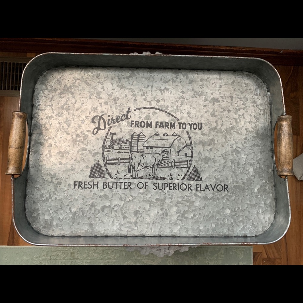 Galvanized farmhouse serving tray